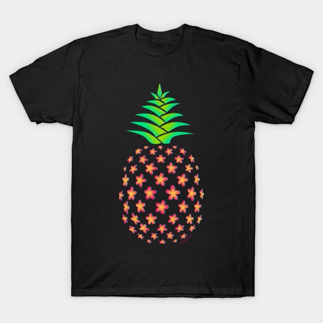 Plumeria Pineapple T-Shirt by artsytoocreations